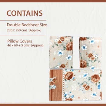 Sale Active Breathable Floral Glace Cotton Bedsheet for Double Bed with 2 Pillow Cover Set 